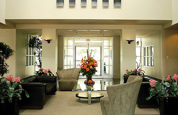 This is the lobby of the Mercury Air center outside of Dallas, where we brought this beautiful contemporary building into the current working environment.
